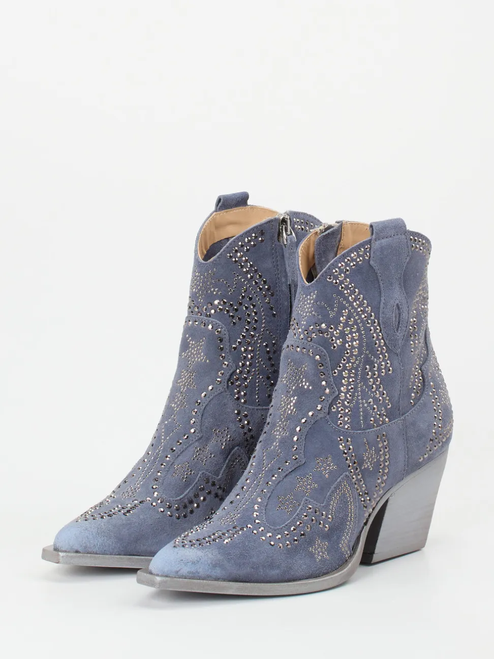 Konstantin Starke – Western-Stiefelette aus Veloursleder blau