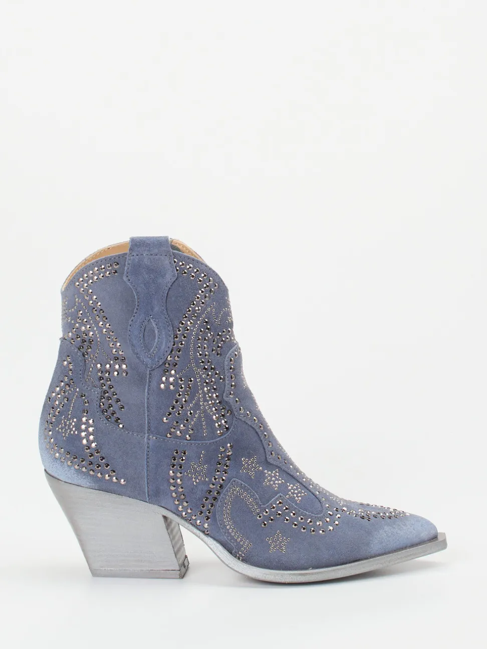 Konstantin Starke – Western-Stiefelette aus Veloursleder blau