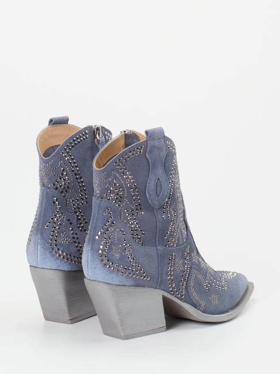 Konstantin Starke – Western-Stiefelette aus Veloursleder blau