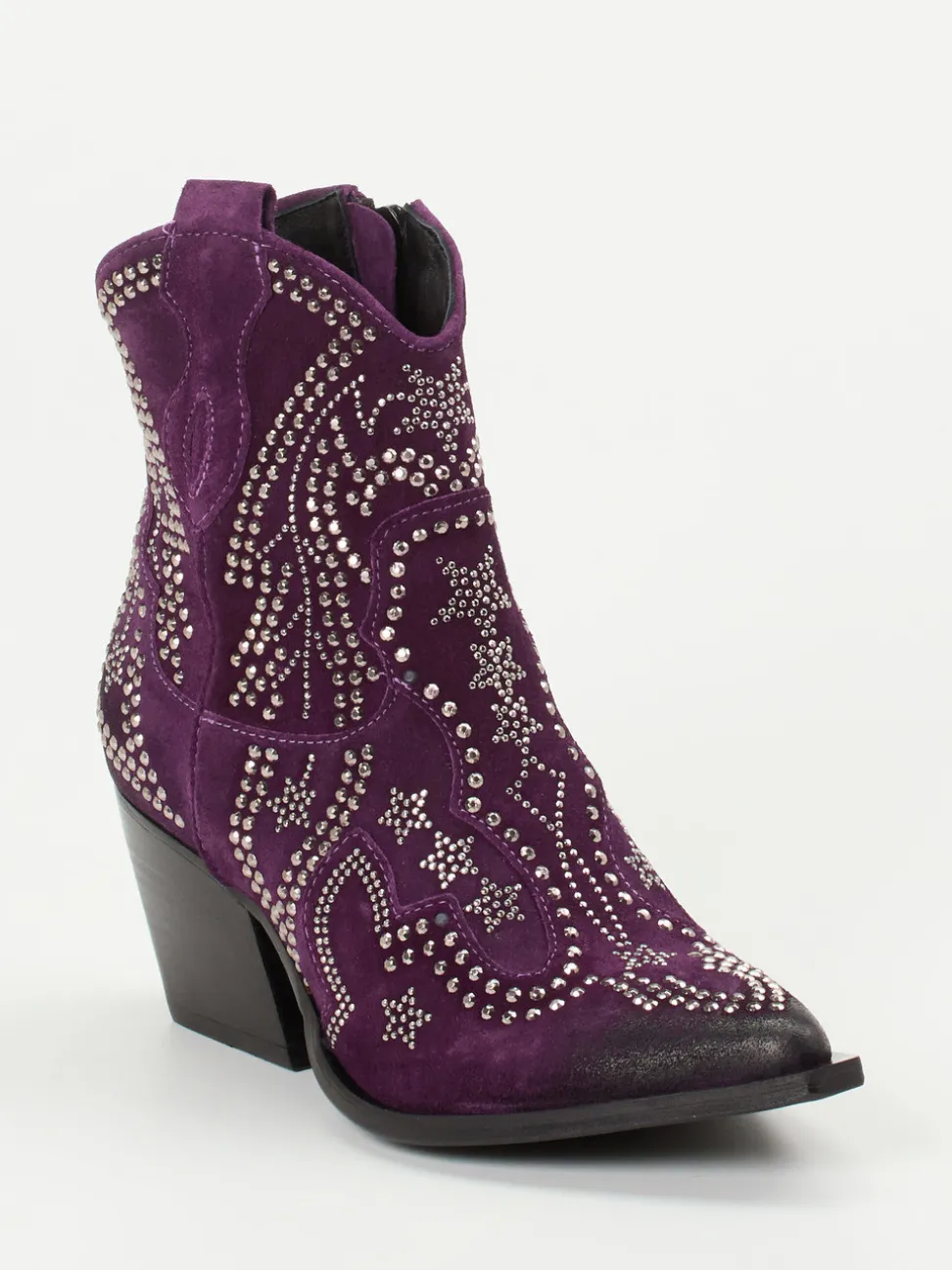 Konstantin Starke – Western-Stiefeletten aus Veloursleder Violett