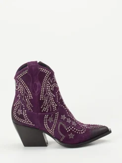 Konstantin Starke – Western-Stiefeletten aus Veloursleder Violett