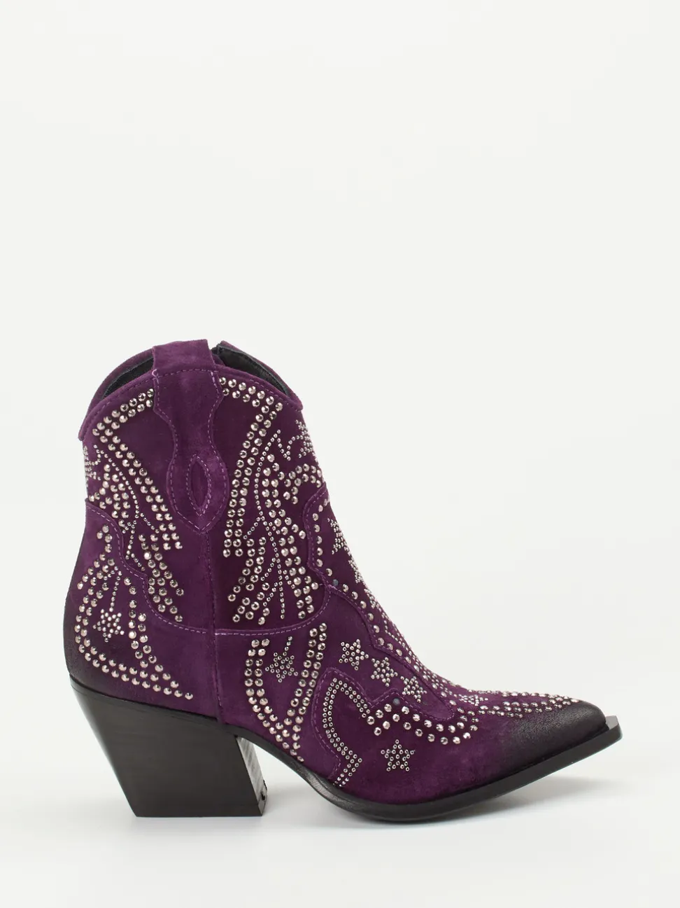 Konstantin Starke – Western-Stiefeletten aus Veloursleder Violett