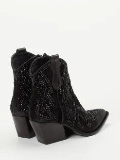 Konstantin Starke – Western-Stiefeletten aus Veloursleder Schwarz