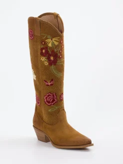 Konstantin Starke – Westernstiefel aus Veloursleder cognac