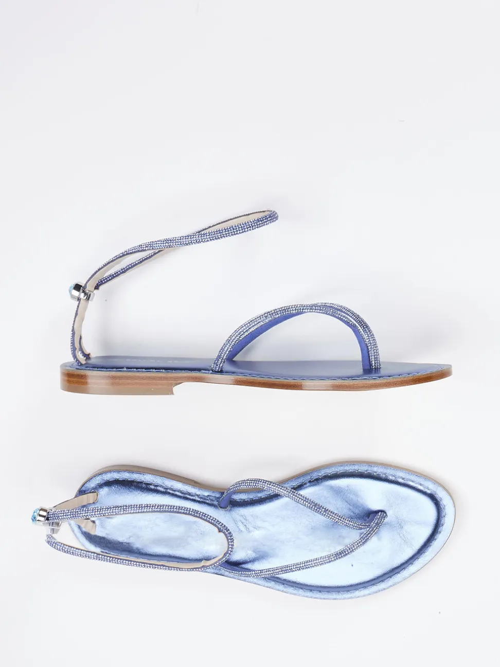 Konstantin Starke – Zehentrenner aus Metallicleder blau