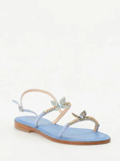 Konstantin Starke – Zehentrenner-Sandale aus Metallicleder Blau