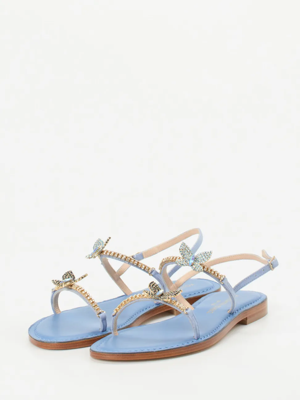 Konstantin Starke – Zehentrenner-Sandale aus Metallicleder Blau
