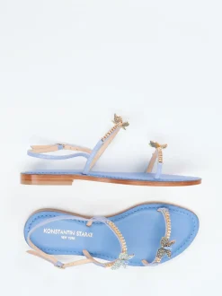 Konstantin Starke – Zehentrenner-Sandale aus Metallicleder Blau