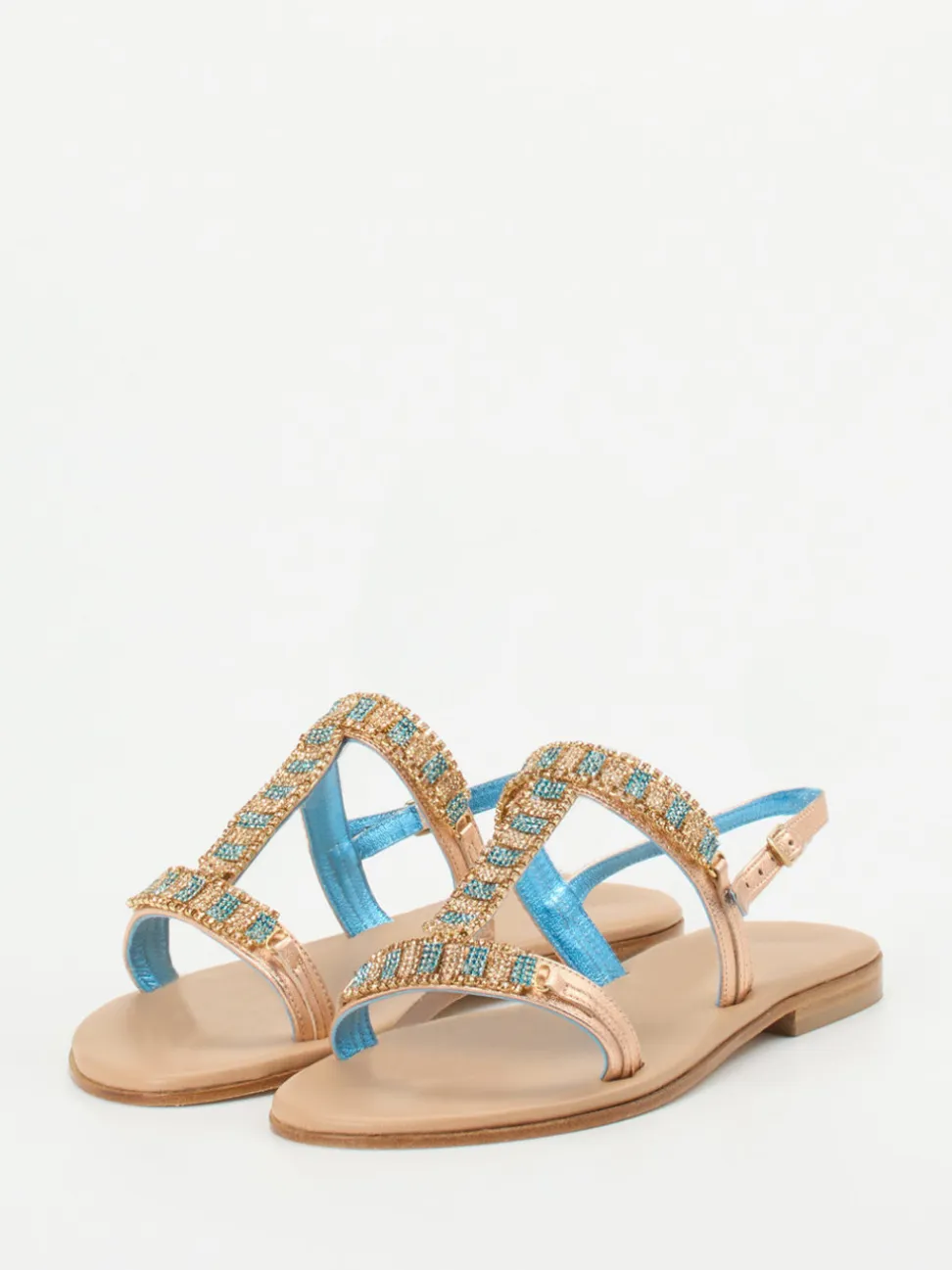 Konstantin Starke – Zehentrenner-Sandalen aus Metallicleder roségold