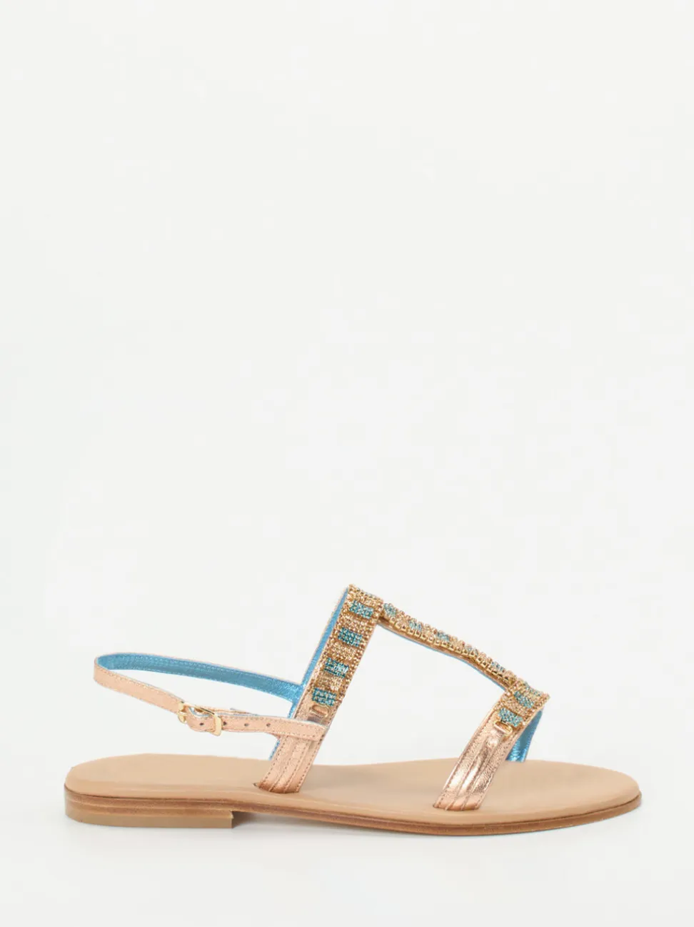 Konstantin Starke – Zehentrenner-Sandalen aus Metallicleder roségold