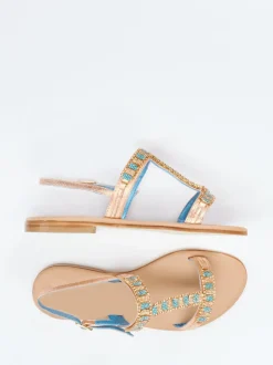 Konstantin Starke – Zehentrenner-Sandalen aus Metallicleder roségold