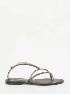 Konstantin Starke – Zehentrenner-Sandalen aus Metallicleder