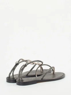 Konstantin Starke – Zehentrenner-Sandalen aus Metallicleder