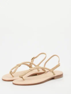 Konstantin Starke – Zehentrenner-Sandalen aus Glattleder beige