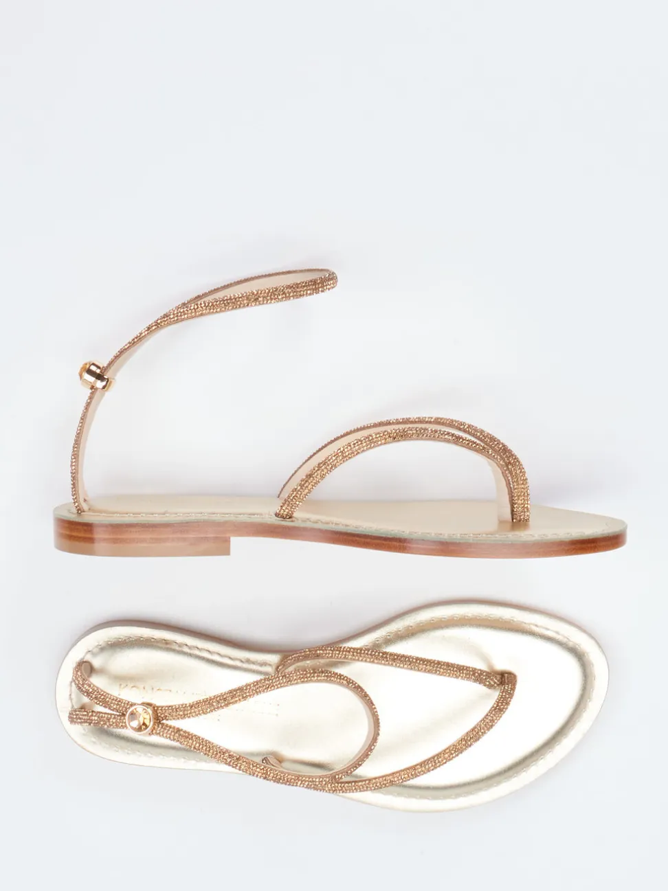 Konstantin Starke – Zehentrenner-Sandale aus Metallicleder gold