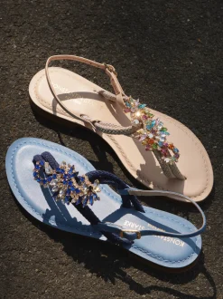 Konstantin Starke – Zehentrenner-Sandalen aus Textil und Leder