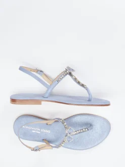 Konstantin Starke – Zehentrenner aus Metallicleder Hellblau