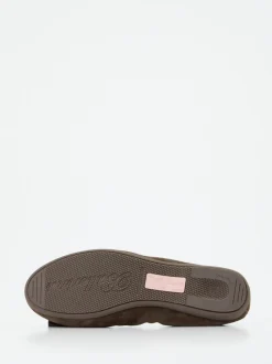 La Ballerina – Ballerinas aus Veloursleder olivbraun