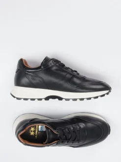 La Martina – Ledersneaker aus Kalbleder Schwarz