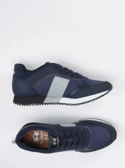 La Martina – Retro-Sneaker aus Textil Dunkelblau