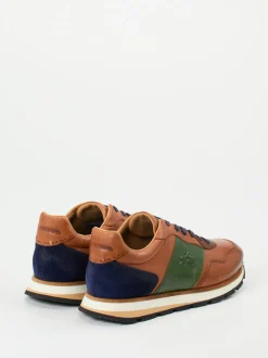 La Martina – Retro-Sneaker aus Kalbleder cognacfarben
