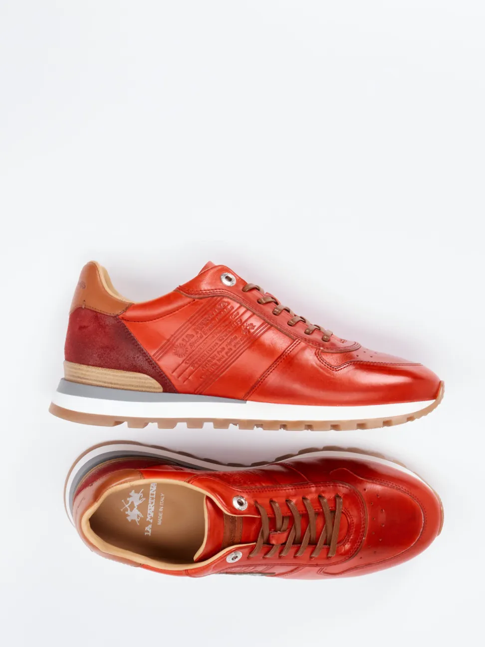La Martina – Retro-Sneaker aus Kalbleder rot