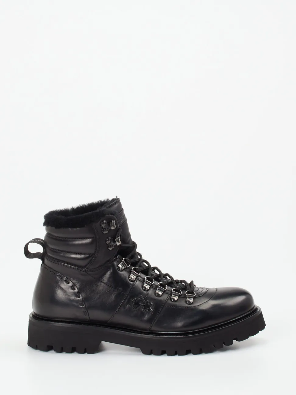 La Martina – Schnürboots aus Kalbleder schwarz