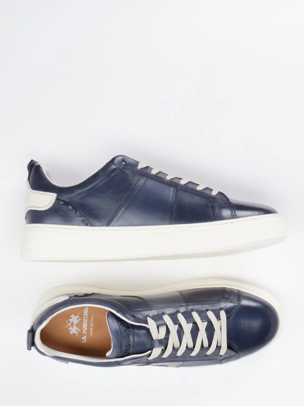 La Martina – Sneaker aus Kalbleder in Dunkelblau