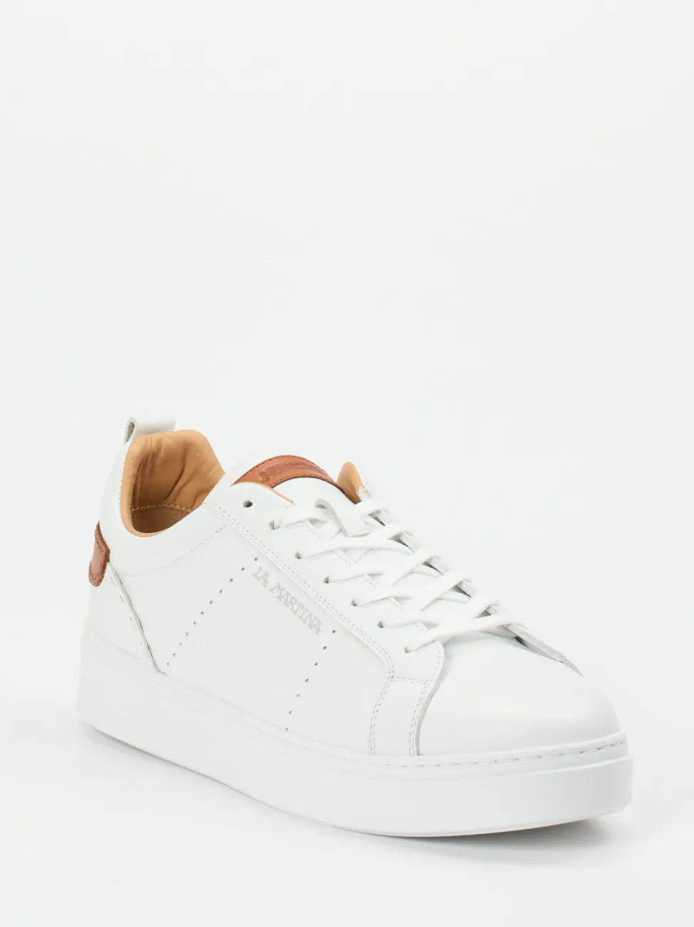 La Martina – Sneaker aus Kalbleder in Weiß