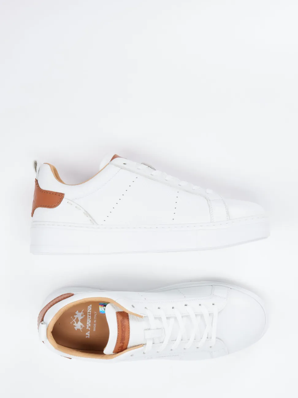 La Martina – Sneaker aus Kalbleder in Weiß