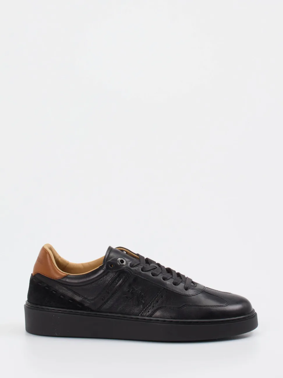 La Martina – Sneaker aus Kalbleder in Schwarz