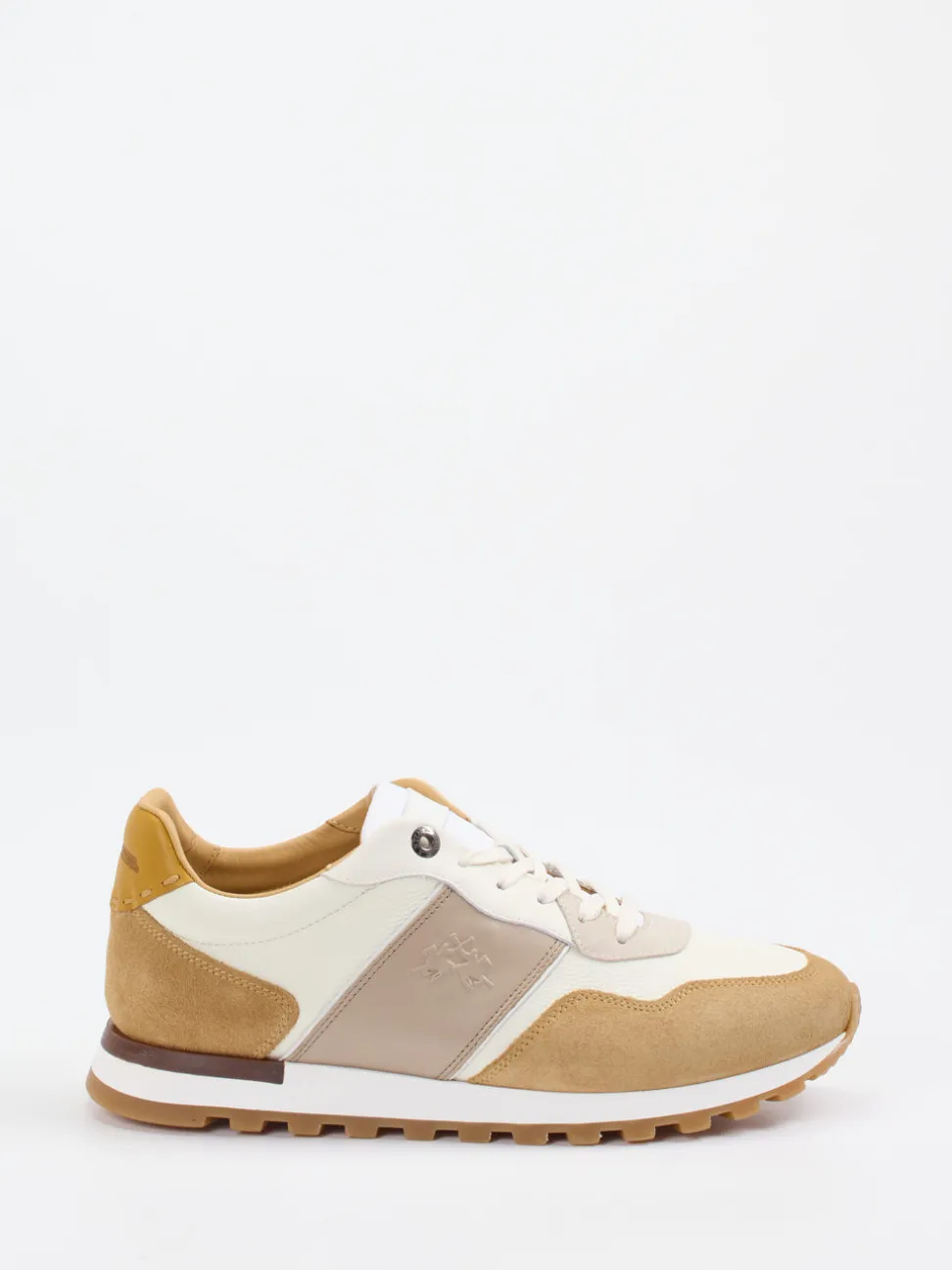 La Martina – Sneaker aus Kalbleder und Veloursleder Beige