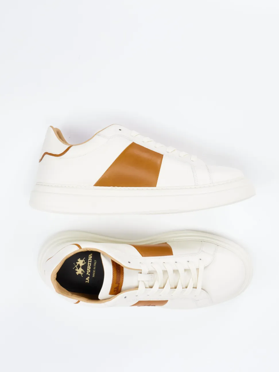 La Martina – Sneaker aus Kalbleder in Beige