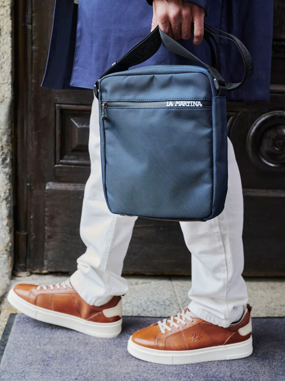 La Martina – Sneaker aus Kalbleder Cognacbraun
