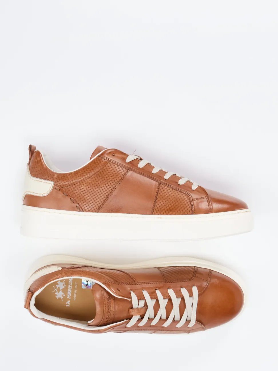La Martina – Sneaker aus Kalbleder Cognacbraun