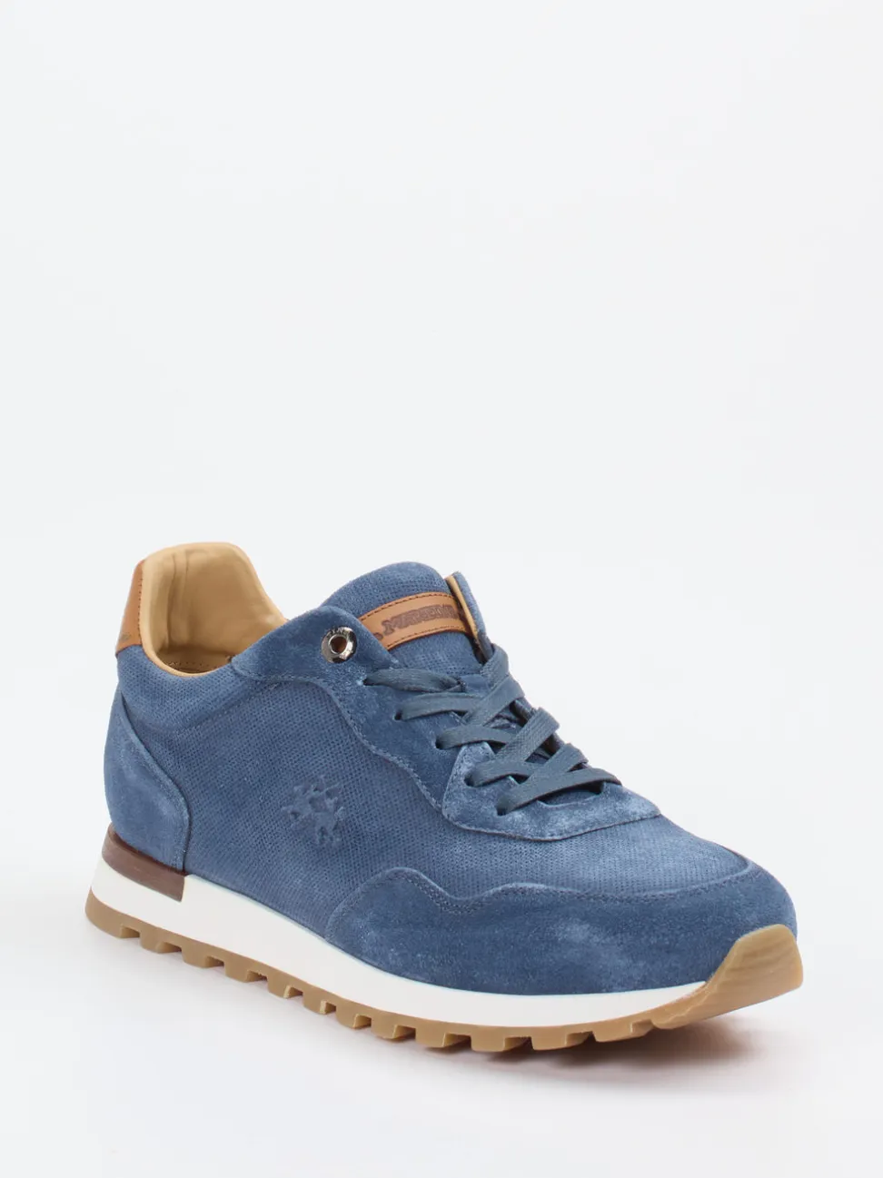 La Martina – Sneaker aus Kalbleder in Jeansblau