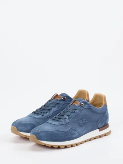 La Martina – Sneaker aus Kalbleder in Jeansblau