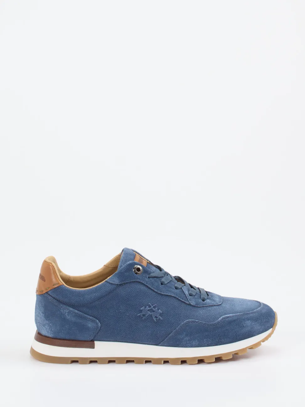 La Martina – Sneaker aus Kalbleder in Jeansblau