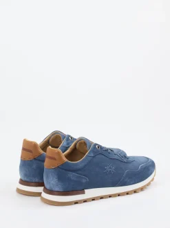 La Martina – Sneaker aus Kalbleder in Jeansblau