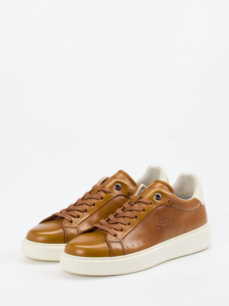 La Martina – Sneaker aus Kalbleder cognacbraun