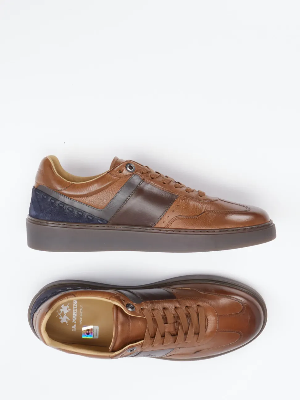 La Martina – Sneaker aus Kalbleder in Braun