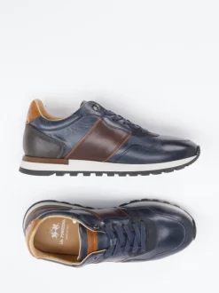 La Martina – Sneaker aus Kalbleder in Dunkelblau
