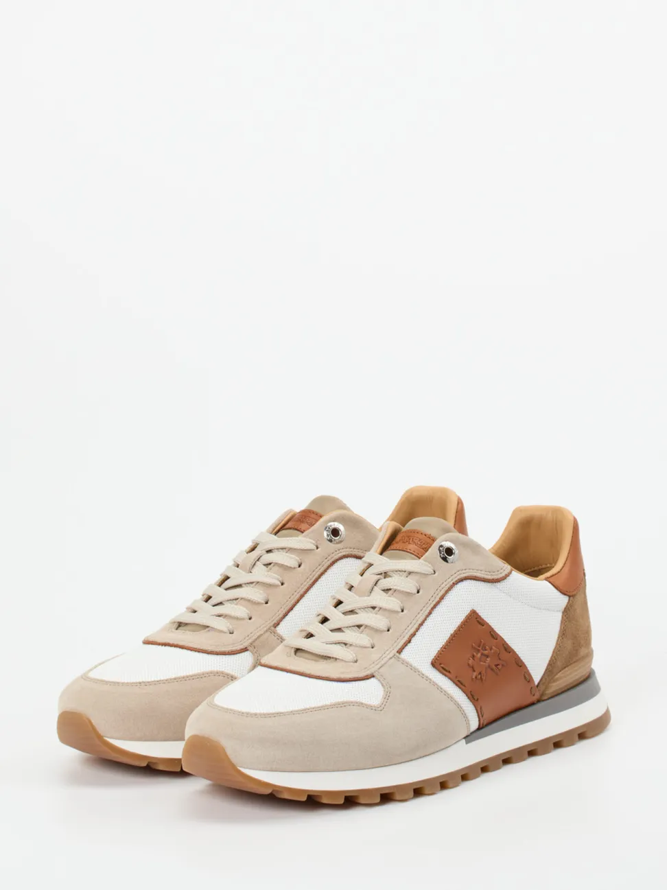La Martina – Sneaker aus Kalbleder und Veloursleder Beige