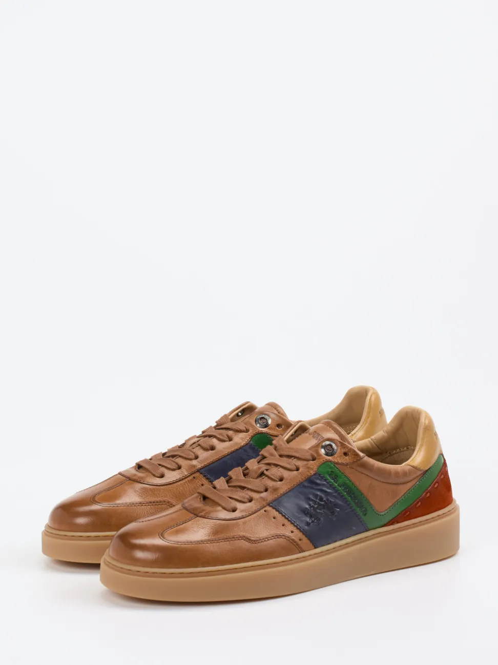 La Martina – Sneaker aus Kalbleder in Cognacbraun