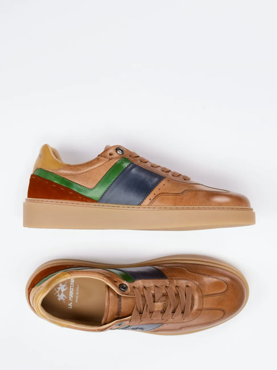 La Martina – Sneaker aus Kalbleder in Cognacbraun