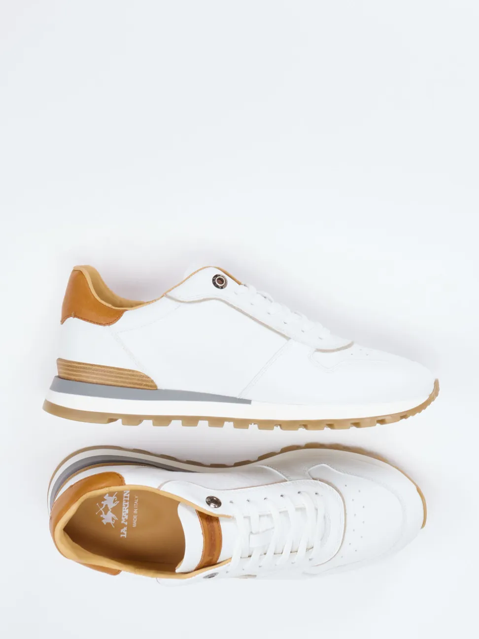 La Martina – Sneaker aus Kalbleder in Weiß
