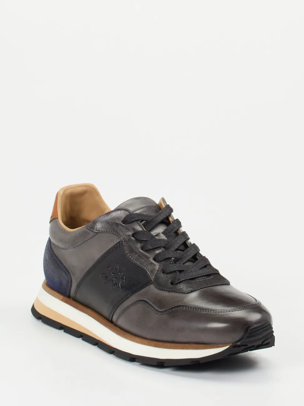 La Martina – Sneaker aus Kalbleder in Anthrazitgrau