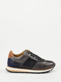 La Martina – Sneaker aus Kalbleder in Anthrazitgrau