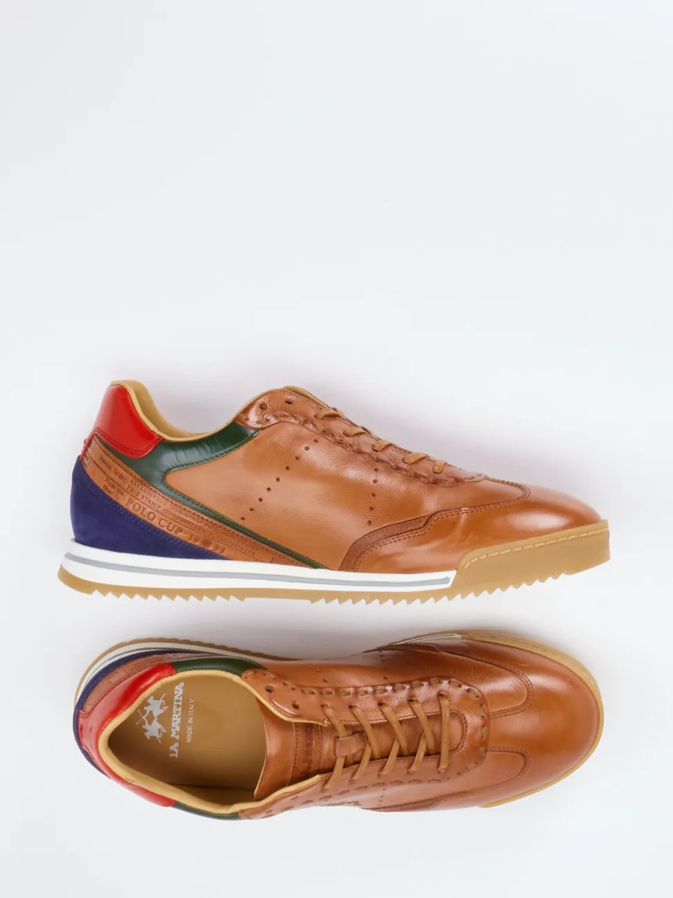 La Martina – Sneaker aus Kalbleder cognacfarben