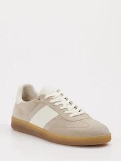 La Martina – Sneaker aus Veloursleder in Beigegrau